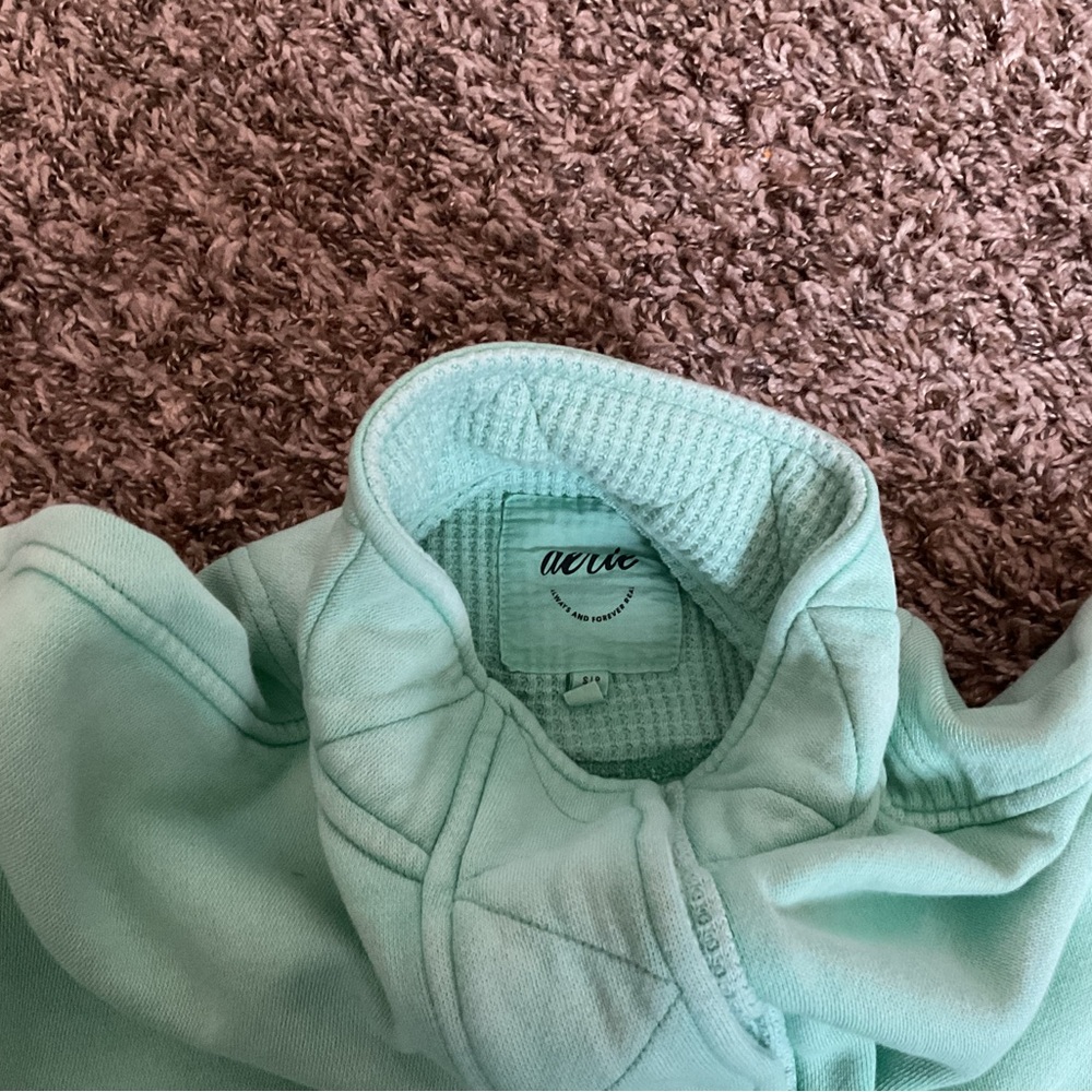 Aerie Mint Green Sweatshirt 1/4 Snap - Picture 3 of 4